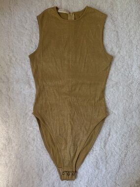 Arlotta Sleeveless Metallic Bodysuit - Gold